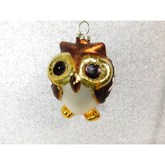Blown Glass Owl Christmas Tree Ornament Painted 3.5 inch Holiday Bird - Picture 1 of 7